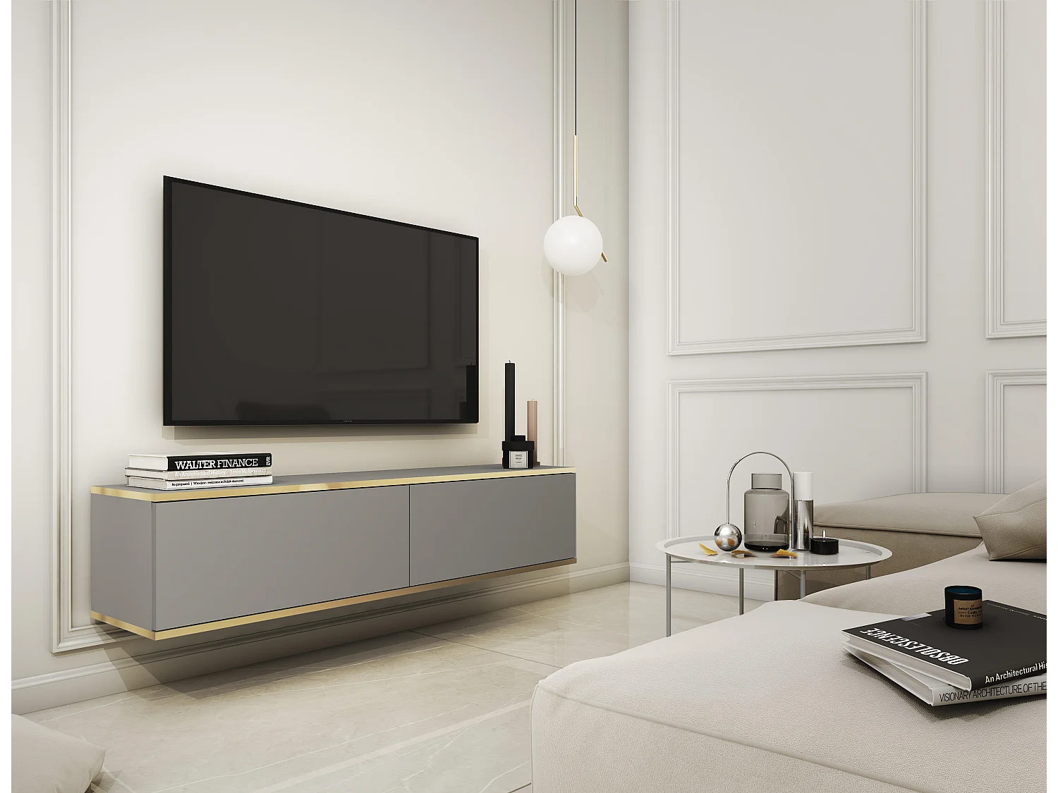 Meuble Tv ORO RTV135 2D 135x32x30 Gris