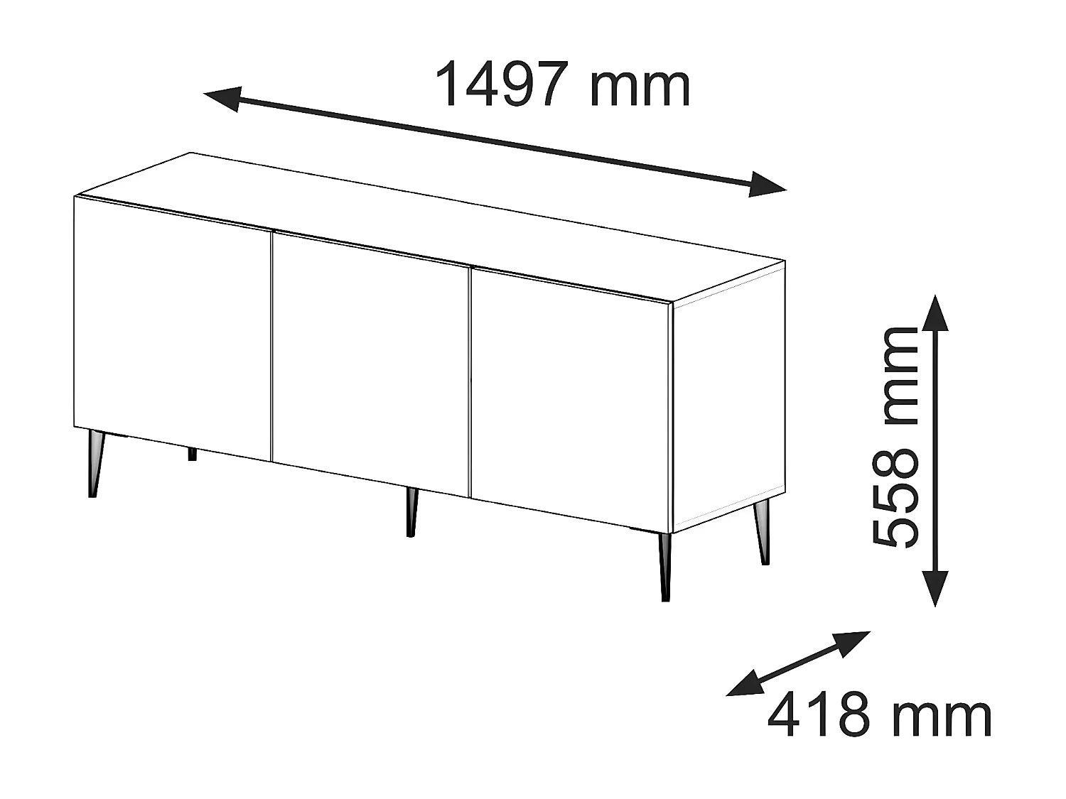 Meuble Tv RAVENNA C RTV150 3D 150x42x56 Noir