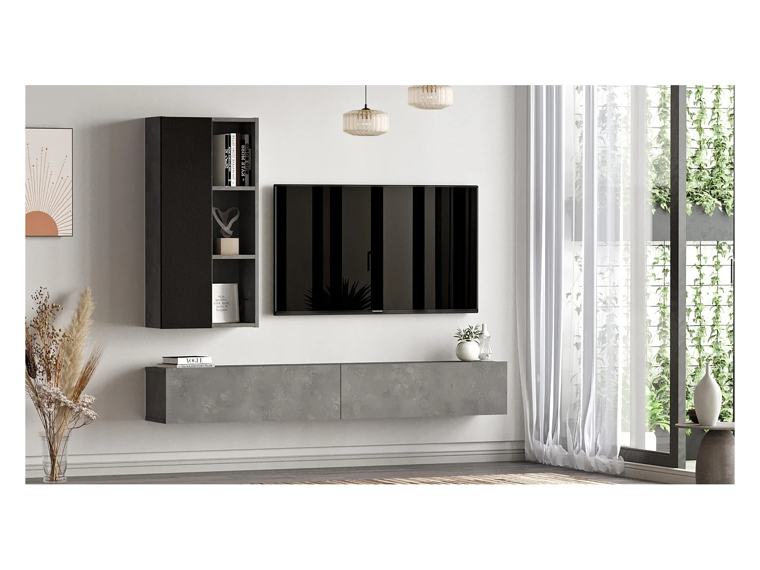 Meuble Tv LUVIO RTV175 2D 175x27x25 Gris