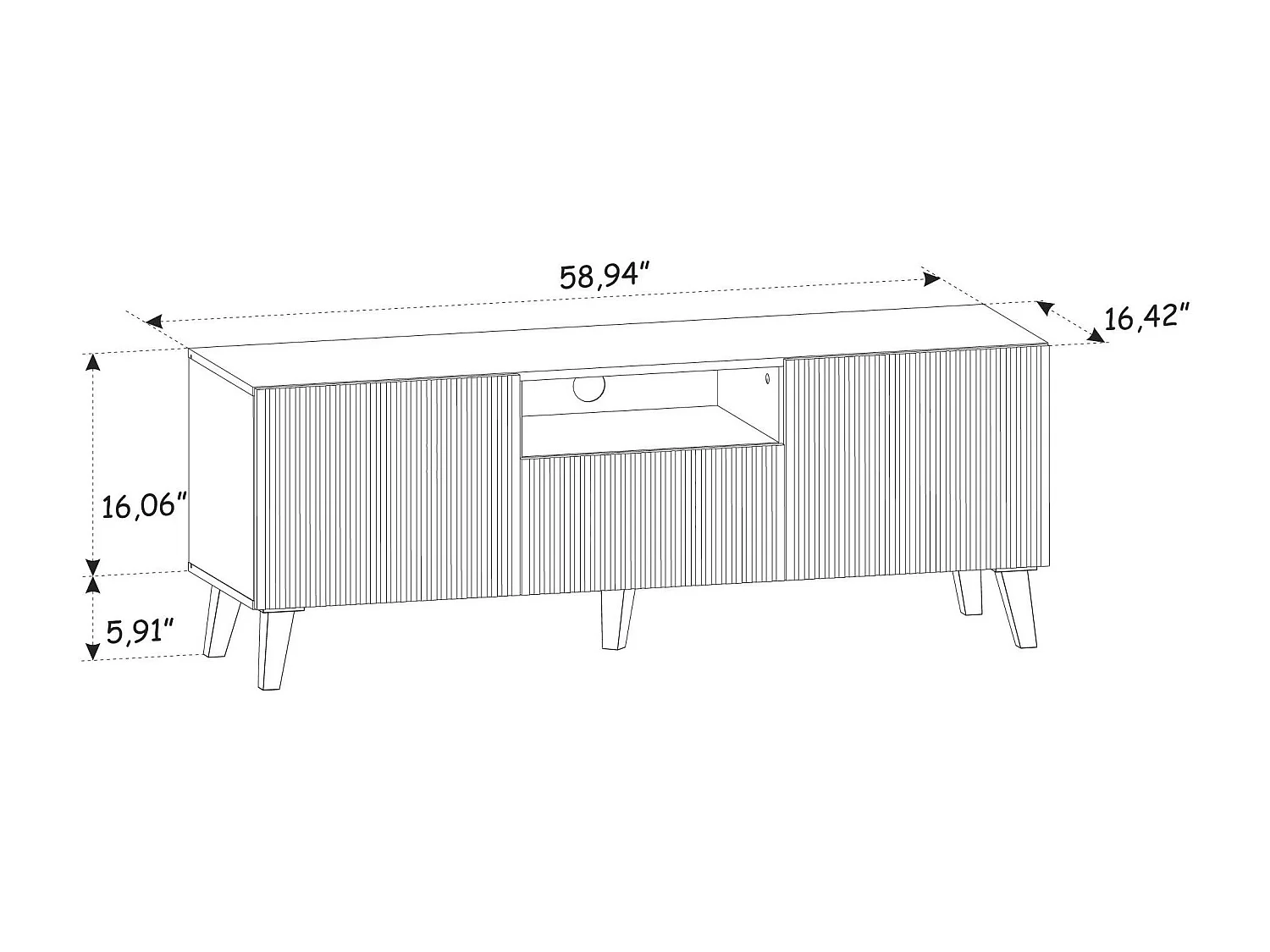 Tv Meubel RAVENNA PB RTV150 2D1D 150x42x56 Wit