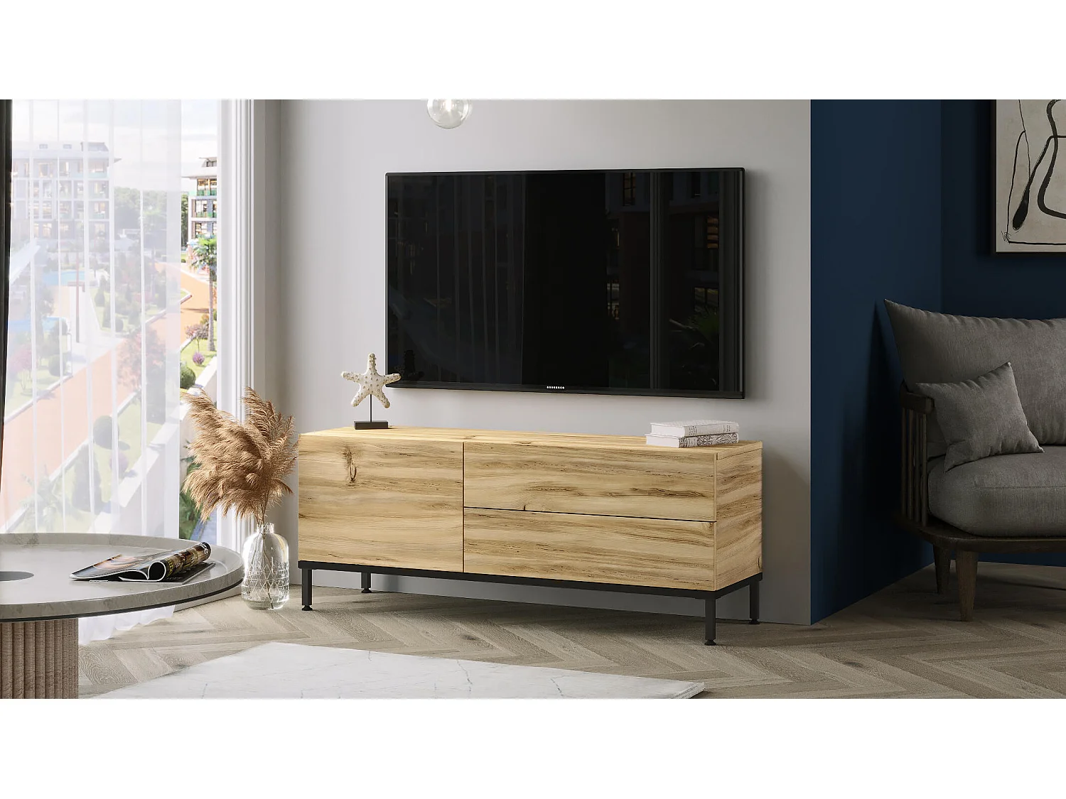 Movel Tv LUVIO RTV120 3D 120x36x46 Natural