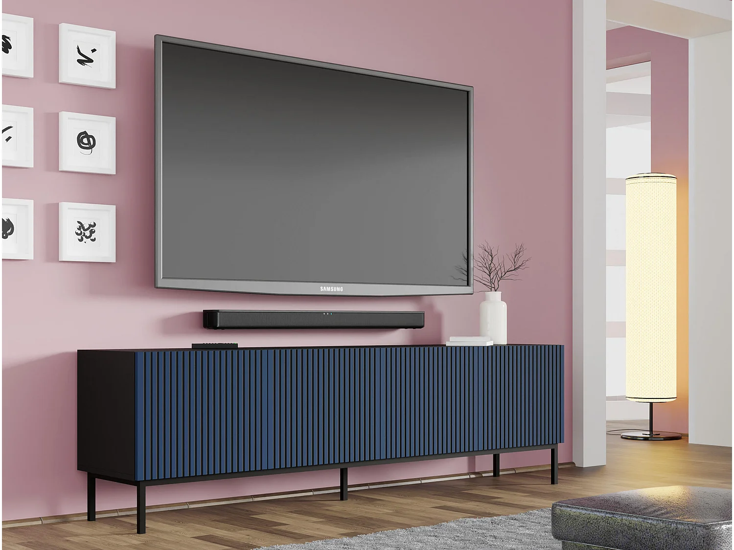 Meuble Tv RAVENNA F RTV200 4D 200x42x58 Noir