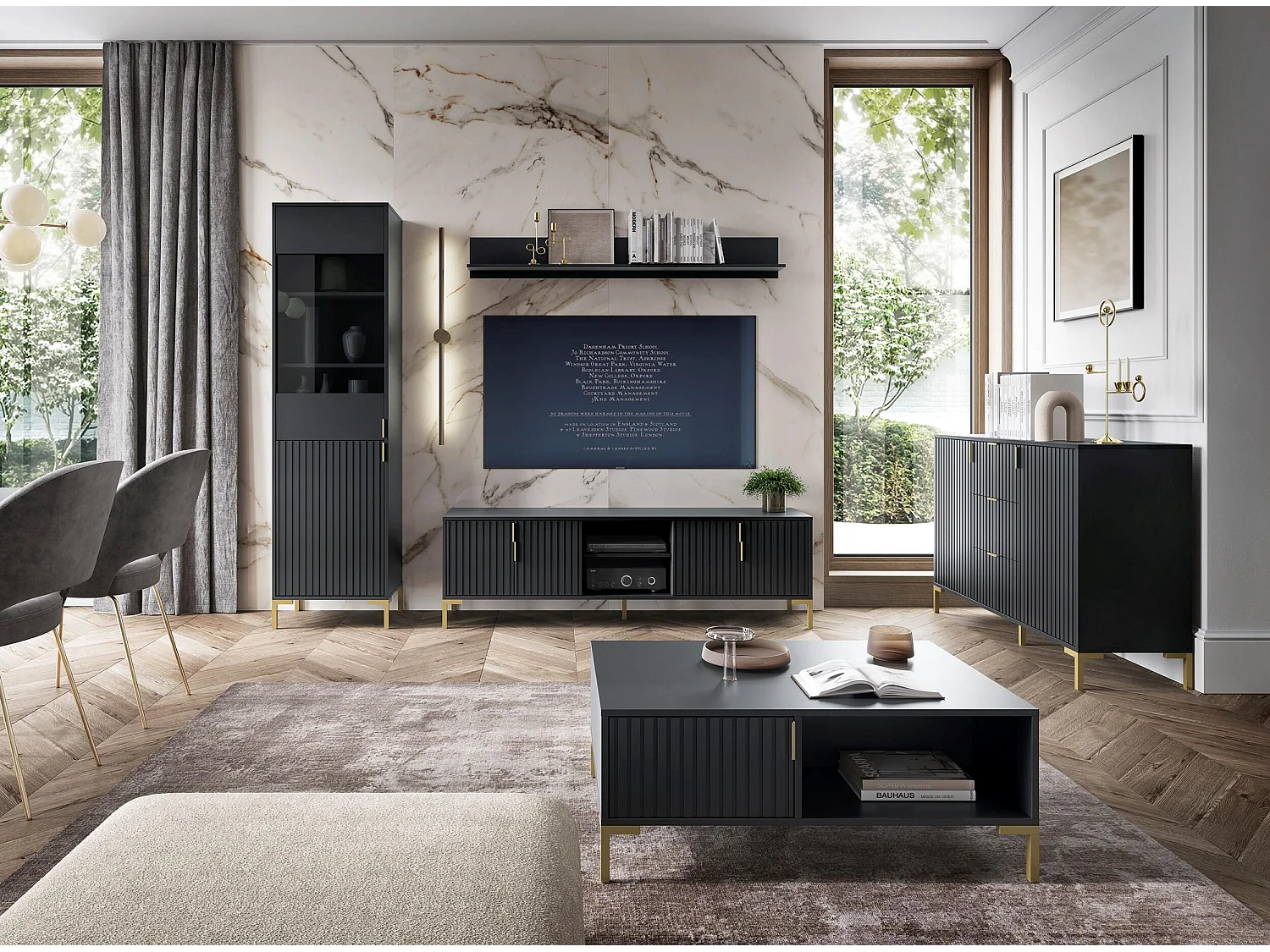 Muebles Tv FLINN RTV165 4D 165x40x50 Negro