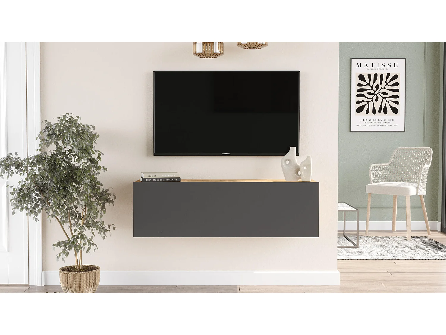 Meuble Tv FUTURE12 RTV100 1D 100x32x30 Gris
