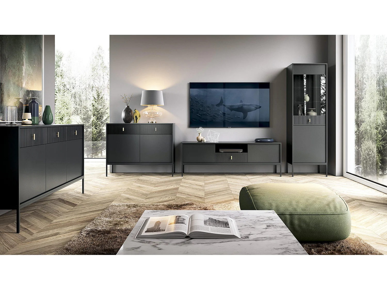 Movel Tv MAGGIORE RTV154 2D1D 154x39x53 Preto
