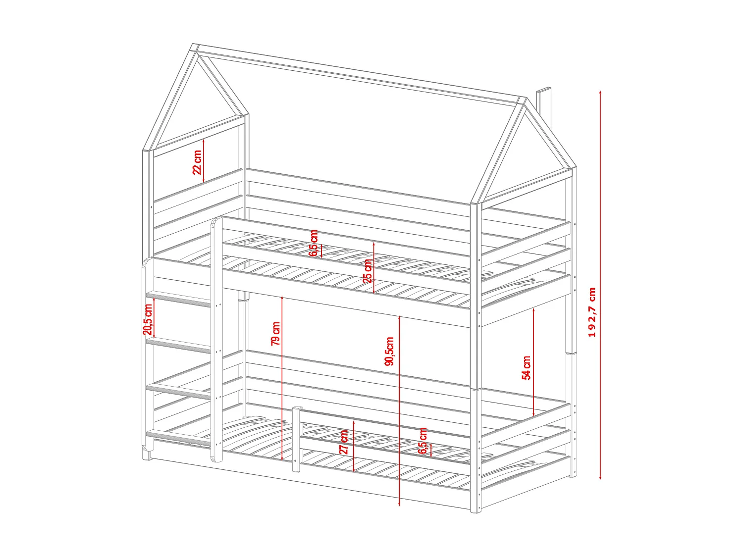 Huisbed AXEL HB002 80x180 cm Grijs