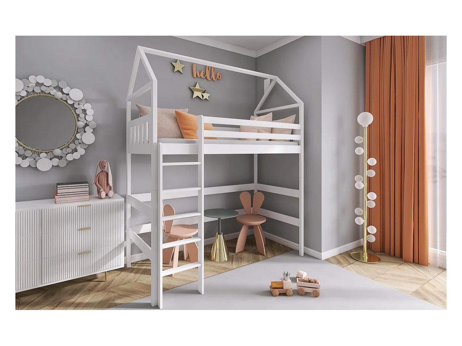 Lit cabane GLORIA HB014 80x190 cm Blanc