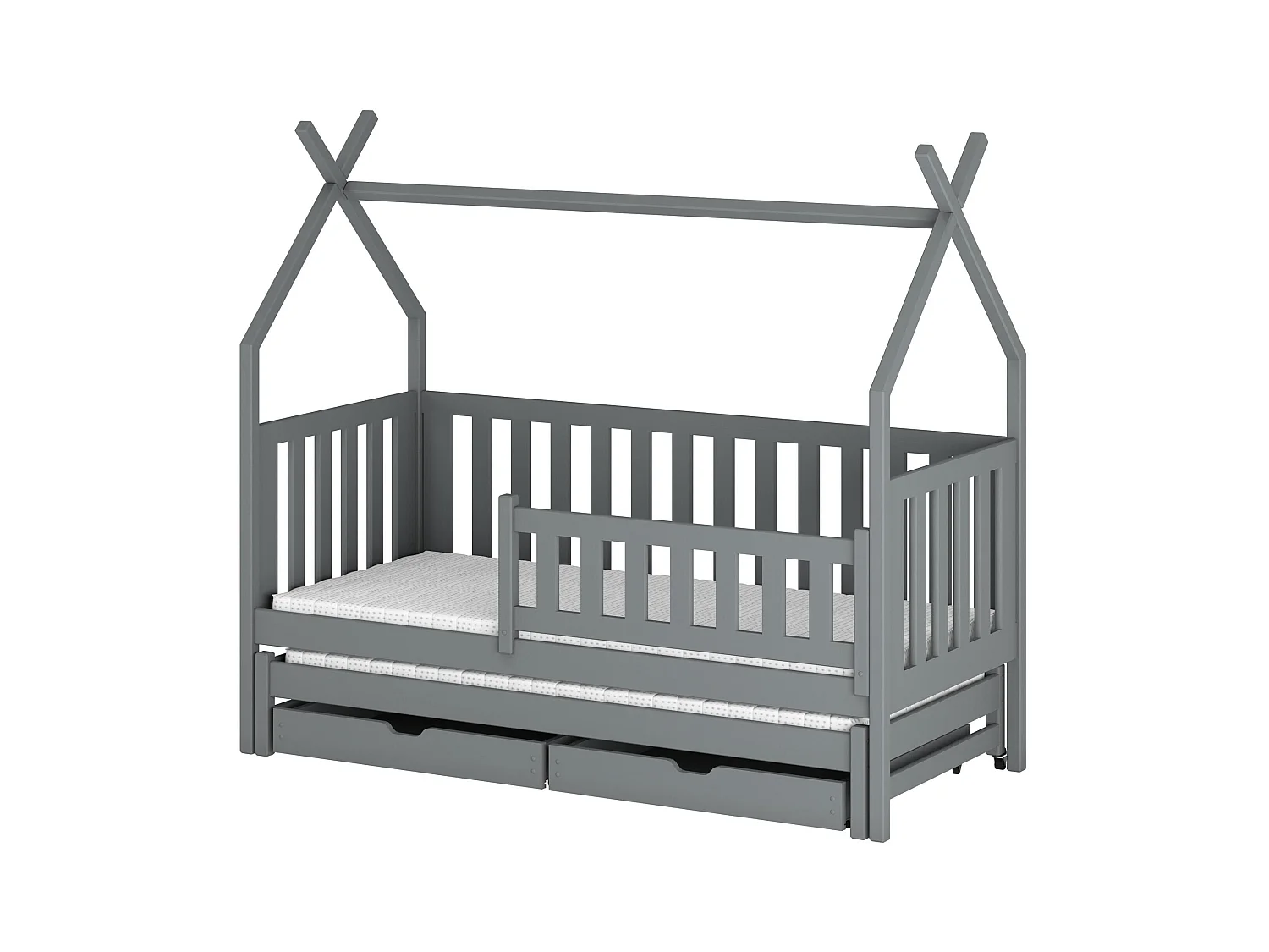Lit cabane TYTUS HB003 80x200 cm Gris