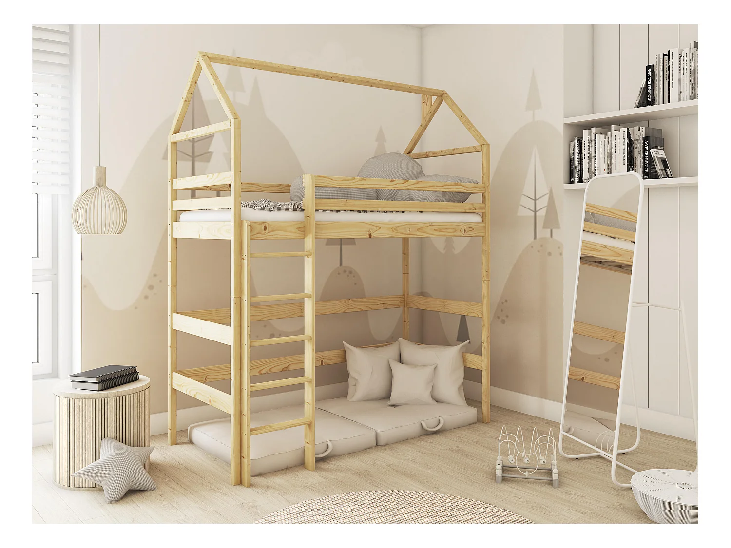 Lit cabane GLORIA HB014 80x190 cm Beige