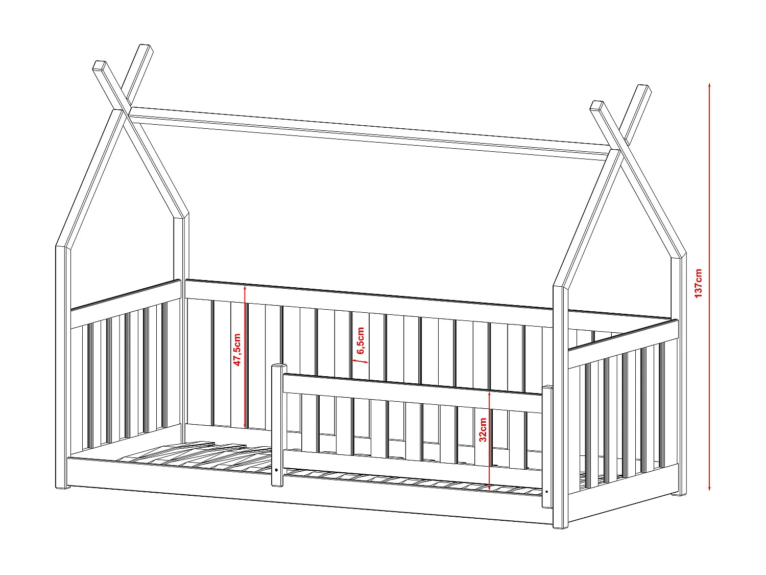 Lit cabane BODZIO HB012 90x180 cm Graphite
