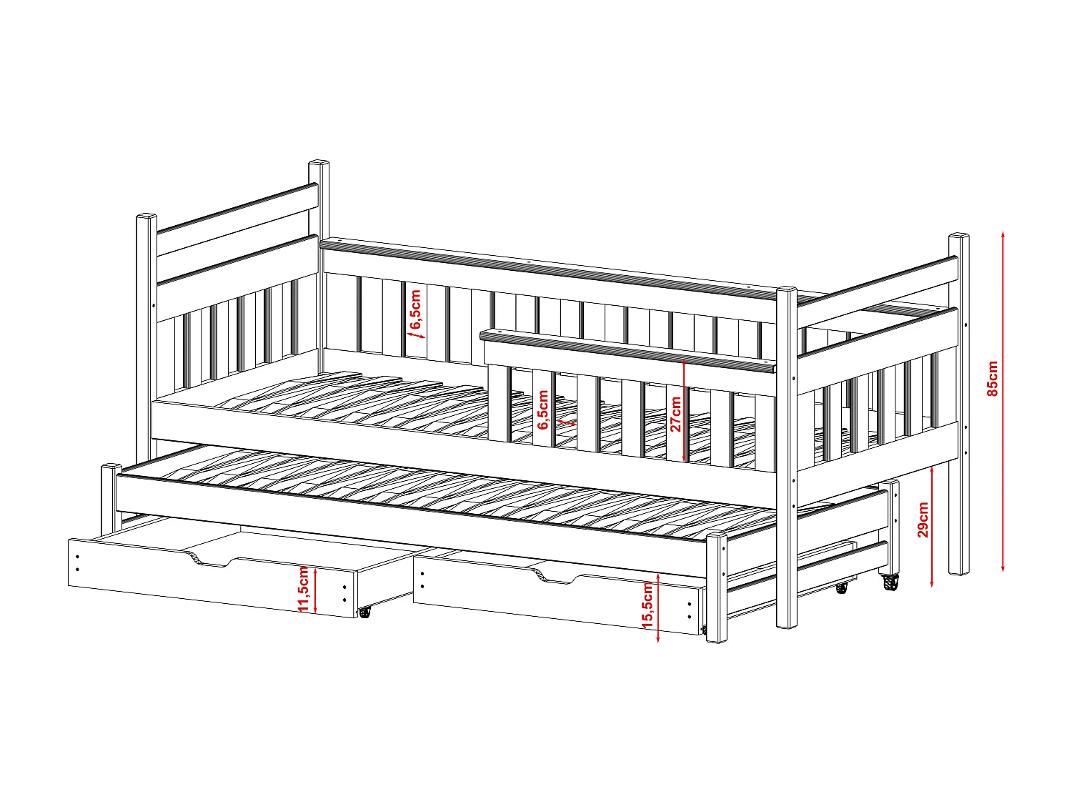 Lit cabane DOMI HB014 80x190 cm Blanc