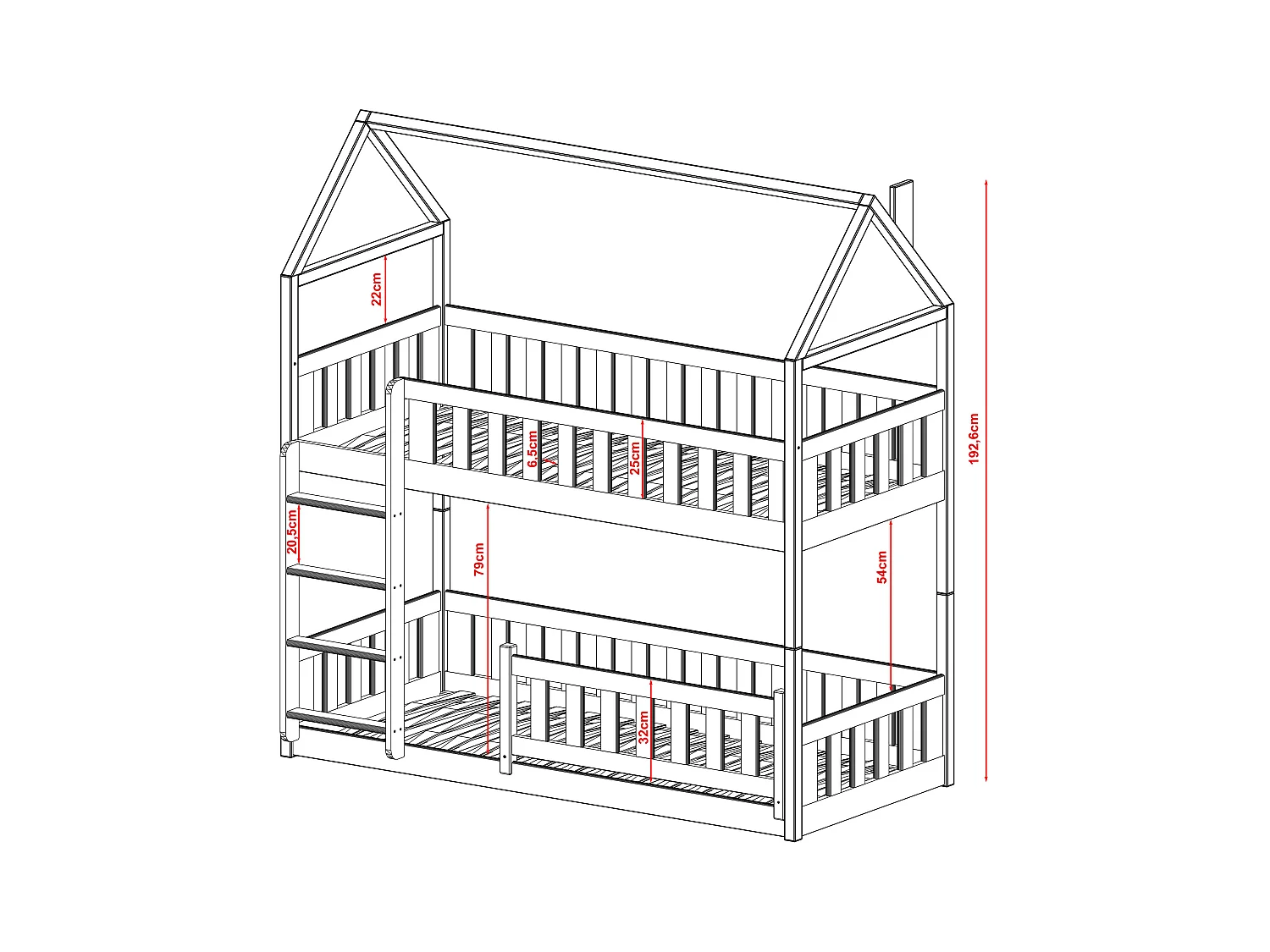 Hausbett POLA HB014 80x190 cm Weiß