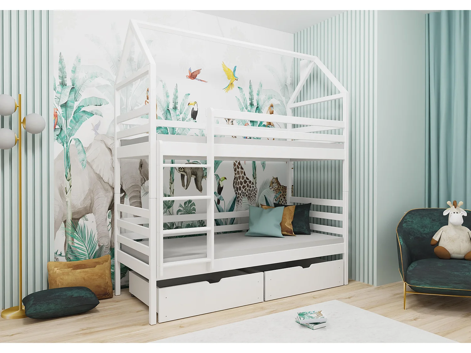 Lit cabane ALEX HB012 90x180 cm Blanc