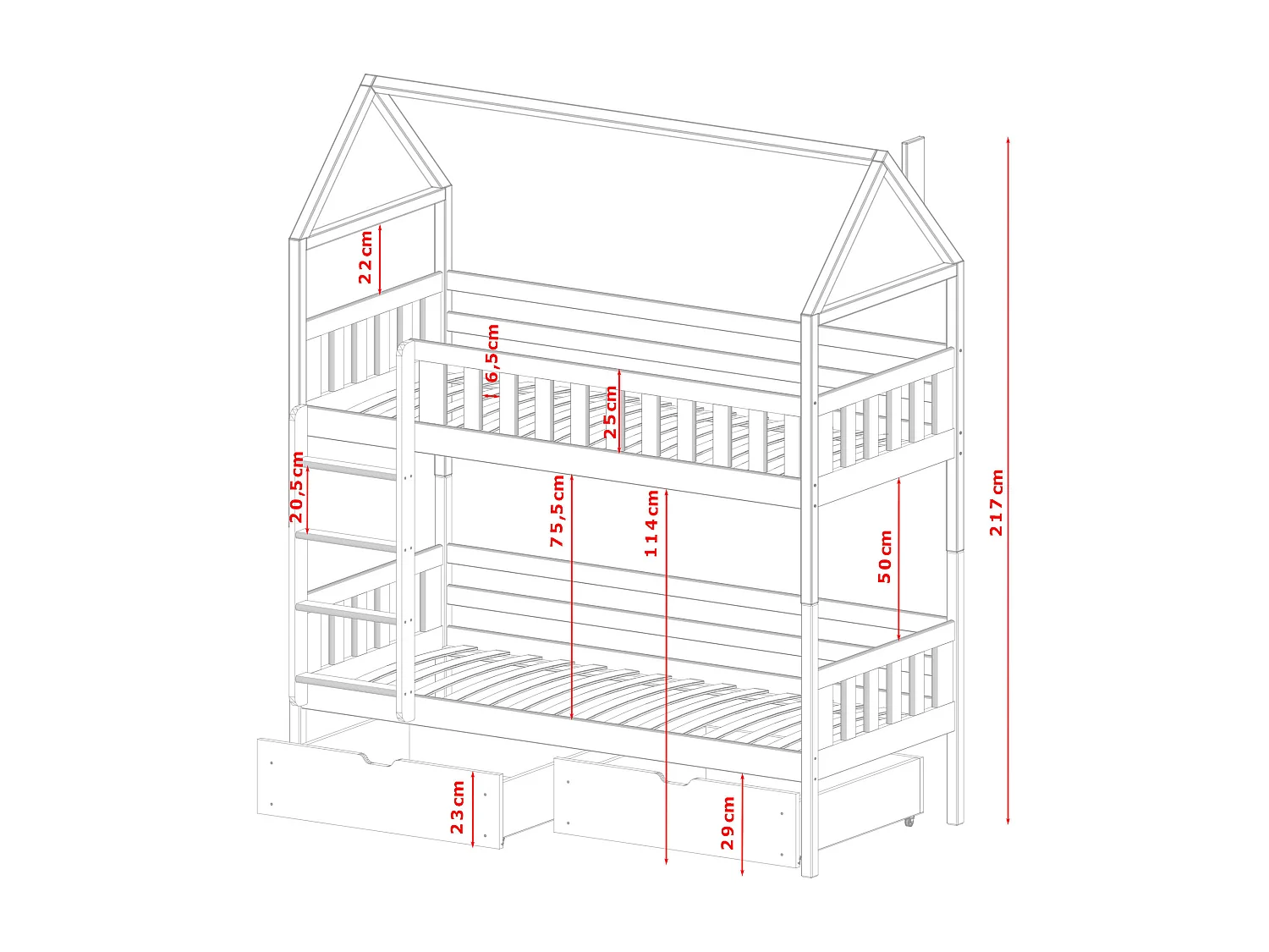 Lit cabane GAJA HB012 90x180 cm Gris