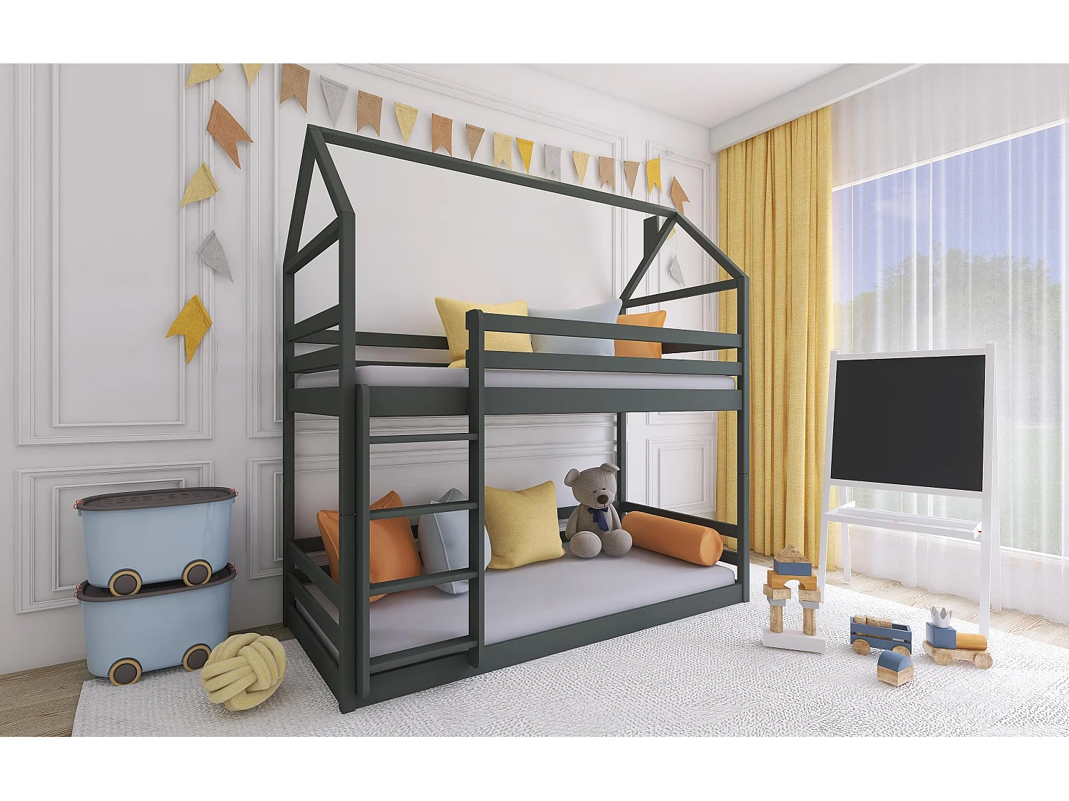 Letto capanna AXEL HB001 80x160 cm Grafite