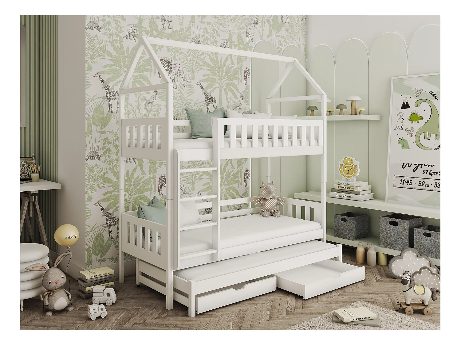 Lit cabane IGA HB002 80x180 cm Blanc