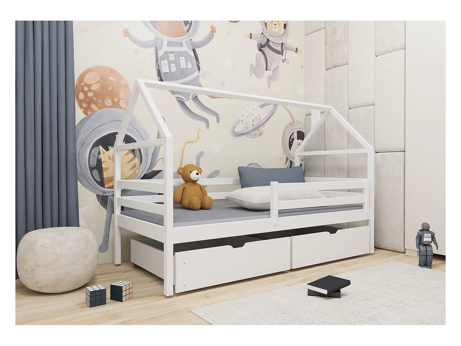 Lit cabane ARON HB013 80x170 cm Blanc