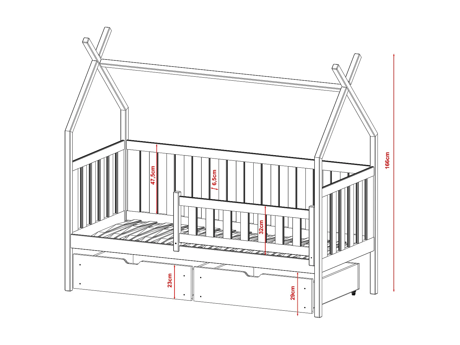 Estrutura cama infantil SIMBA HB012 90x180 cm Branco