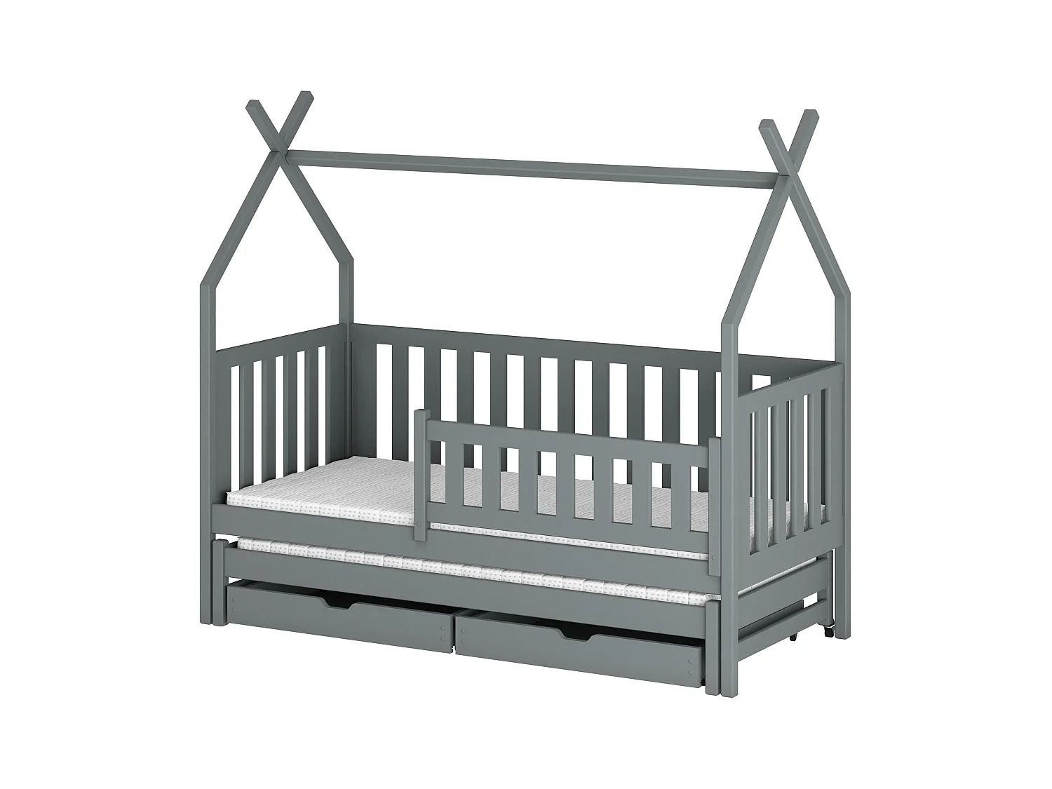 Lit cabane TYTUS HB004 90x190 cm Gris