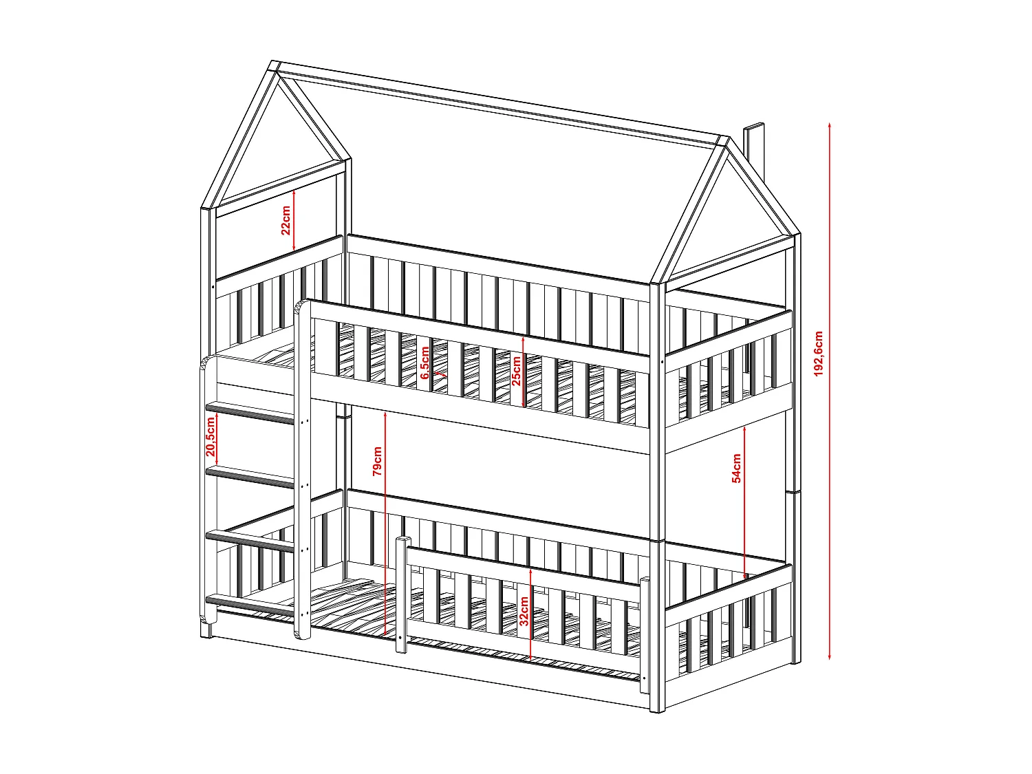 Lit cabane POLA HB002 80x180 cm Blanc