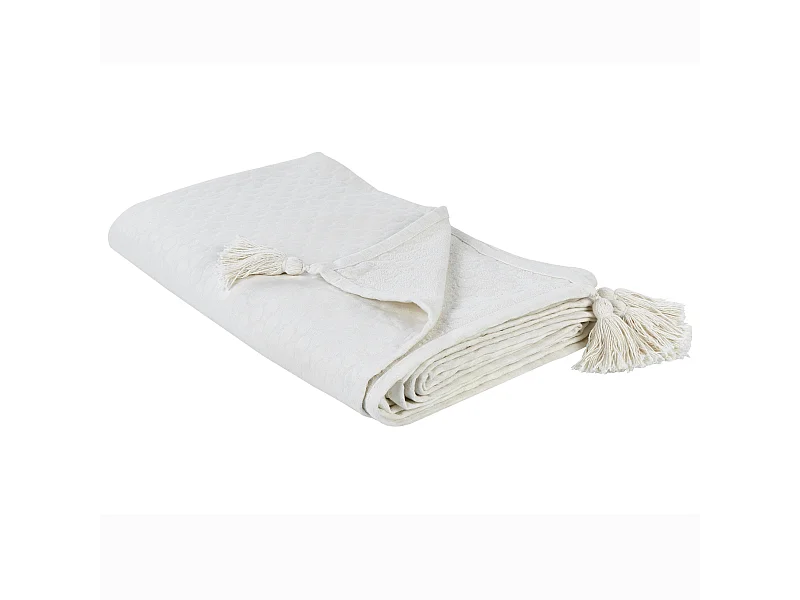 Couvre-lits LINDULA Coton 150 x 200 cm Blanc cassé