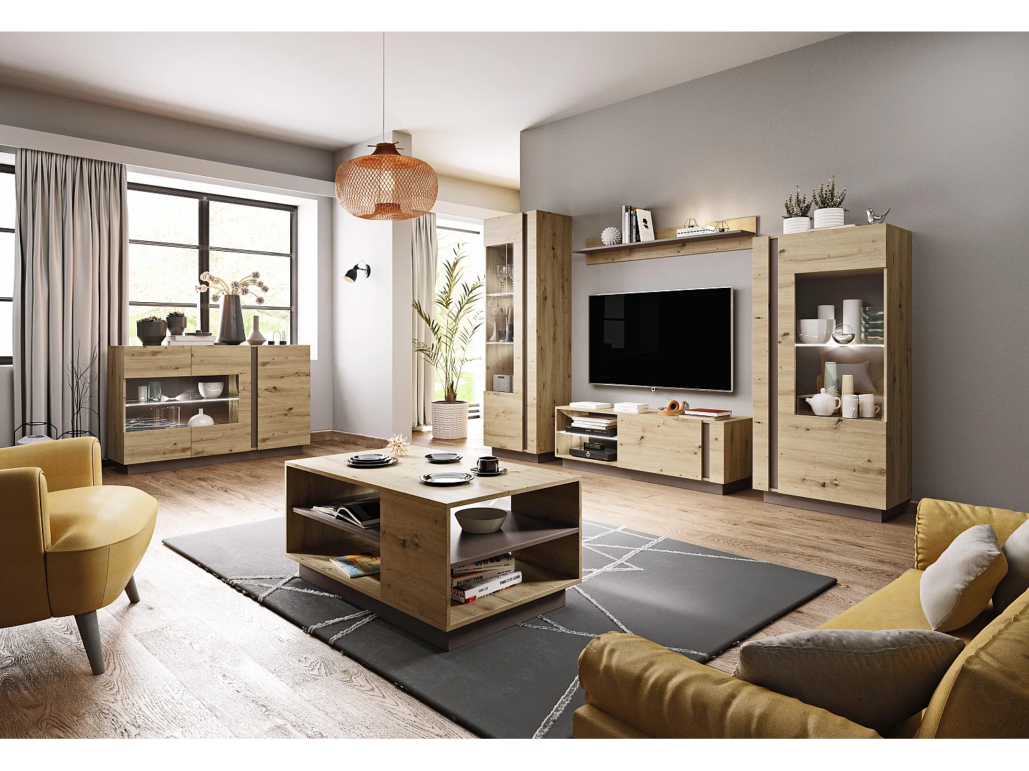 Vitrinenschrank ARCADE SC72 1D 72x40x154 Beige