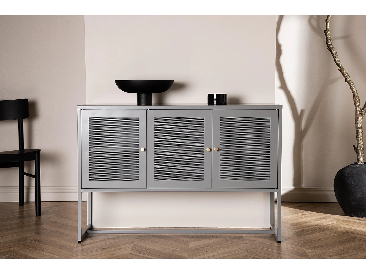 Vitrinekast MALLA SC120 3D 120x40x80 Lichtgrijs