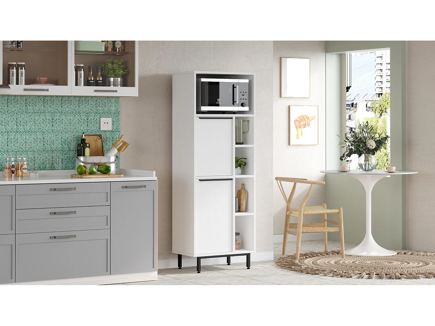 Vitrinekast OCEAN SC60 2D 60x36x162 Wit