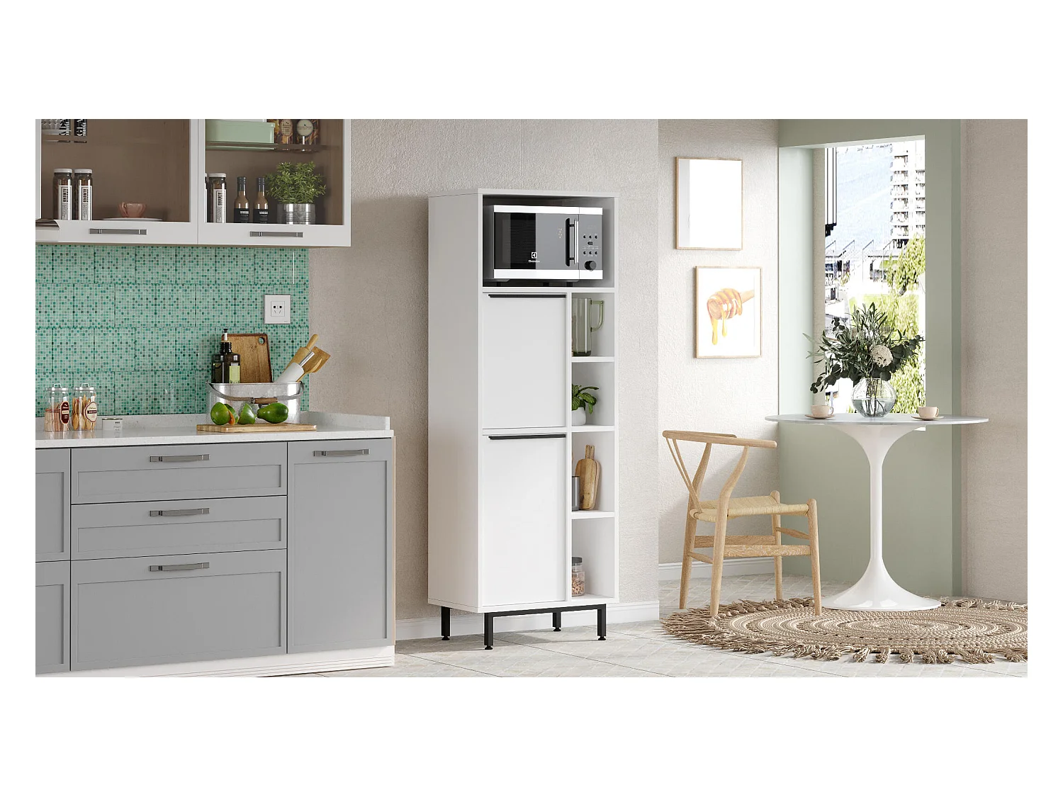 Vitrinekast OCEAN SC60 2D 60x36x162 Wit