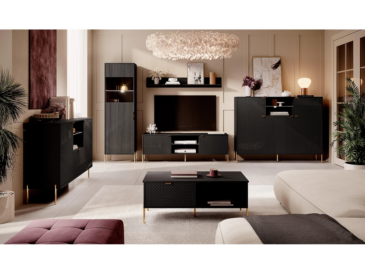 Vitrinekast DIAMO SC54 2D 54x42x190 Zwart