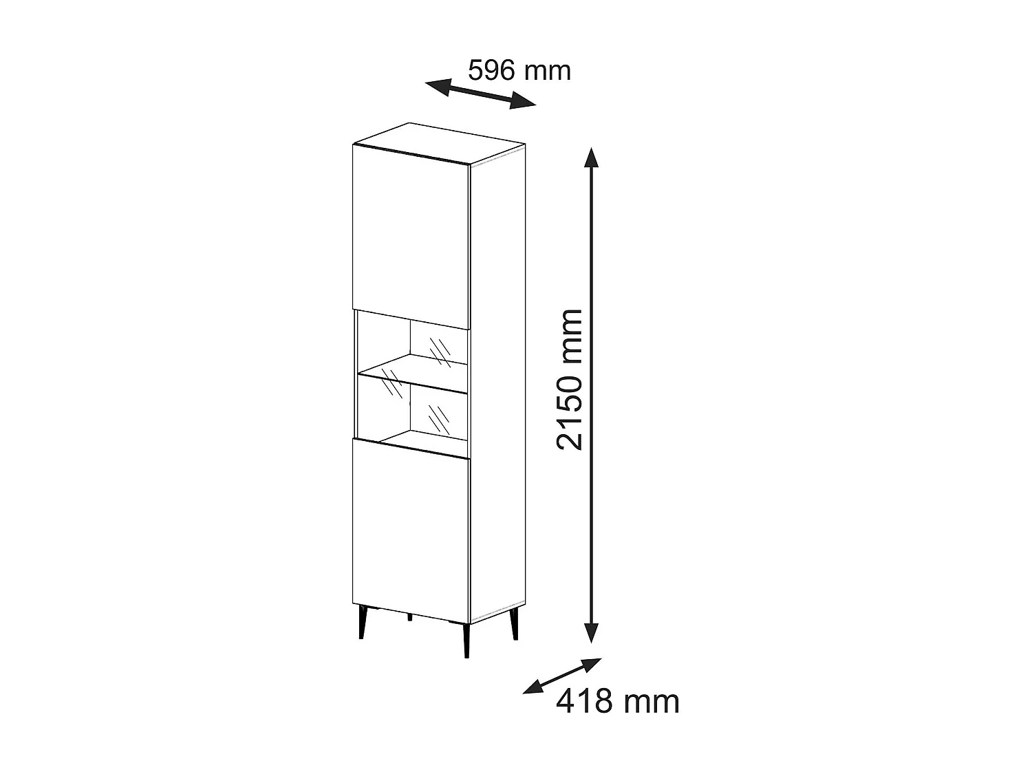 Vitrinekast RAVENNA B SC60 1D 60x42x215 Wit