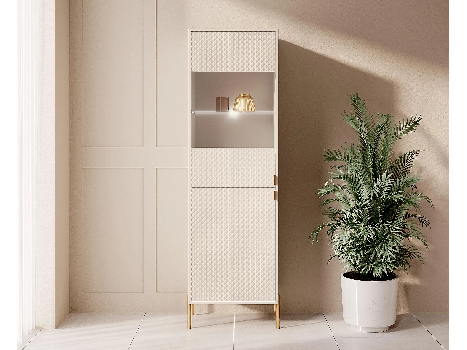 Vitrinekast DIAMO SC54 2D 54x42x190 Beige