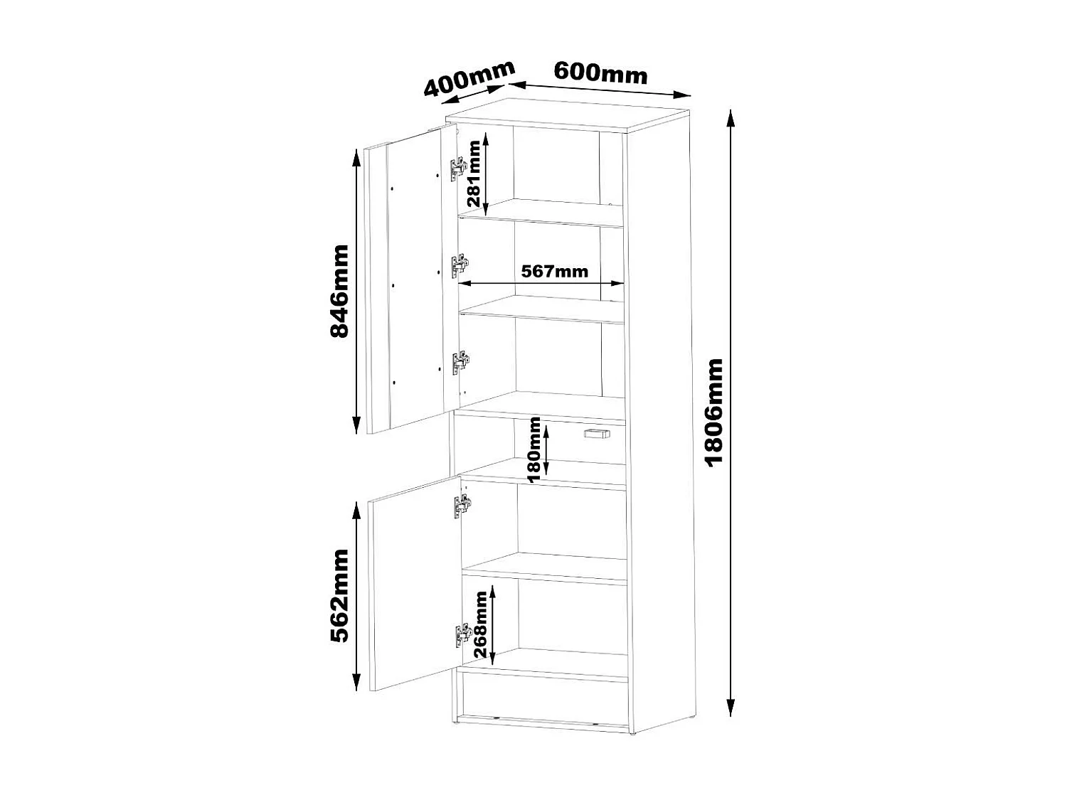 Vitrine VISION SC60 2D 60x40x180 Preto