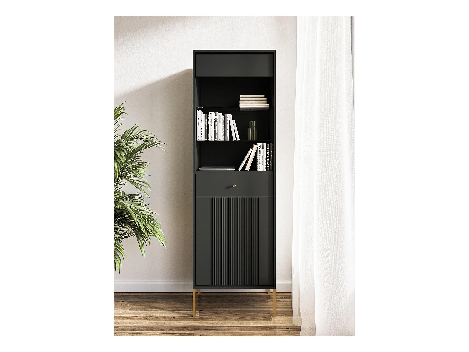 Vitrinekast ISEO SC54 2D 54x39x180 Zwart