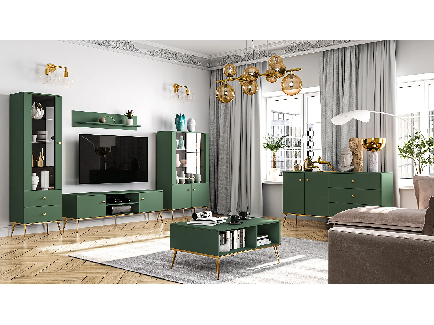 Vitrine FORT SC92 4D 92x40x152 Verde