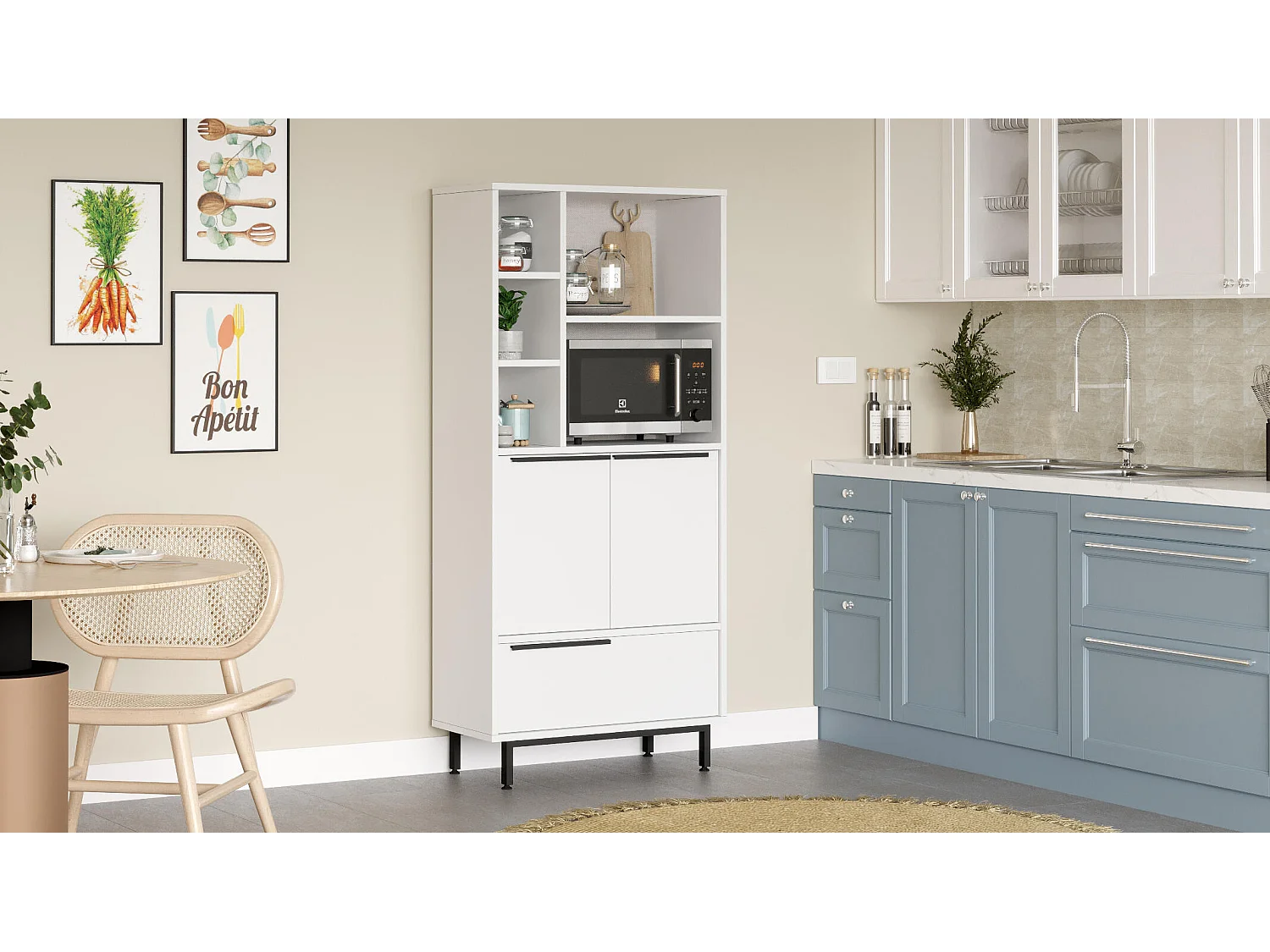 Vitrinekast OCEAN SC75 3D 75x36x162 Wit