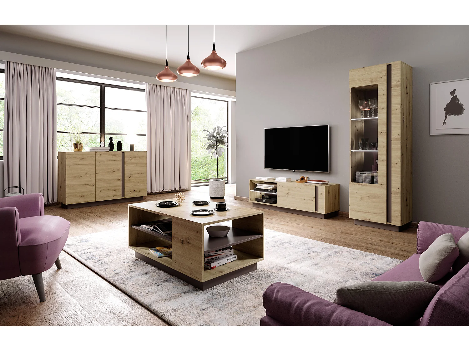 Vitrinekast ARCADE SC60 1D 60x40x194 Beige