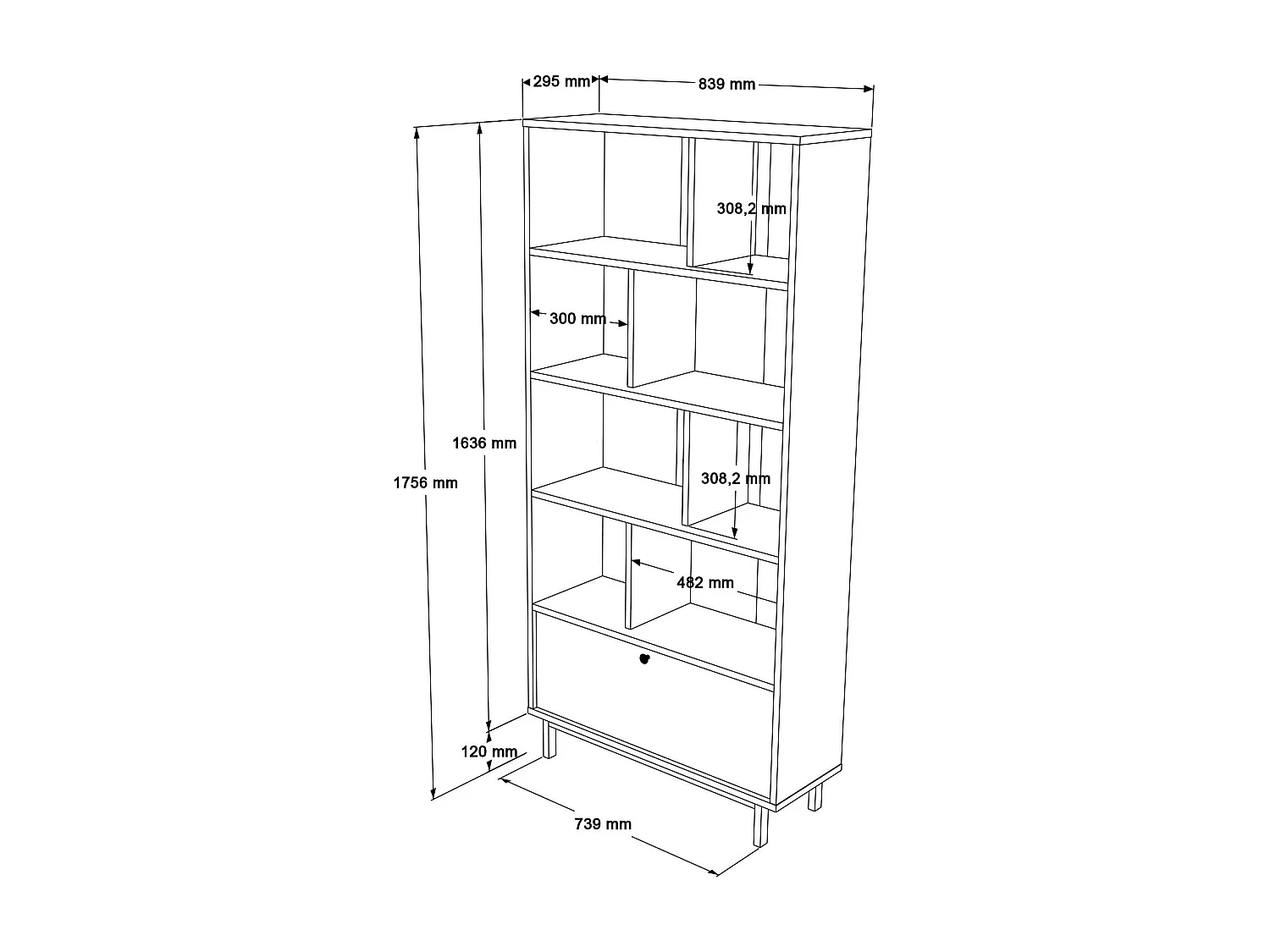 Vitrinekast CREA SC84 1D 84x30x176 Beige