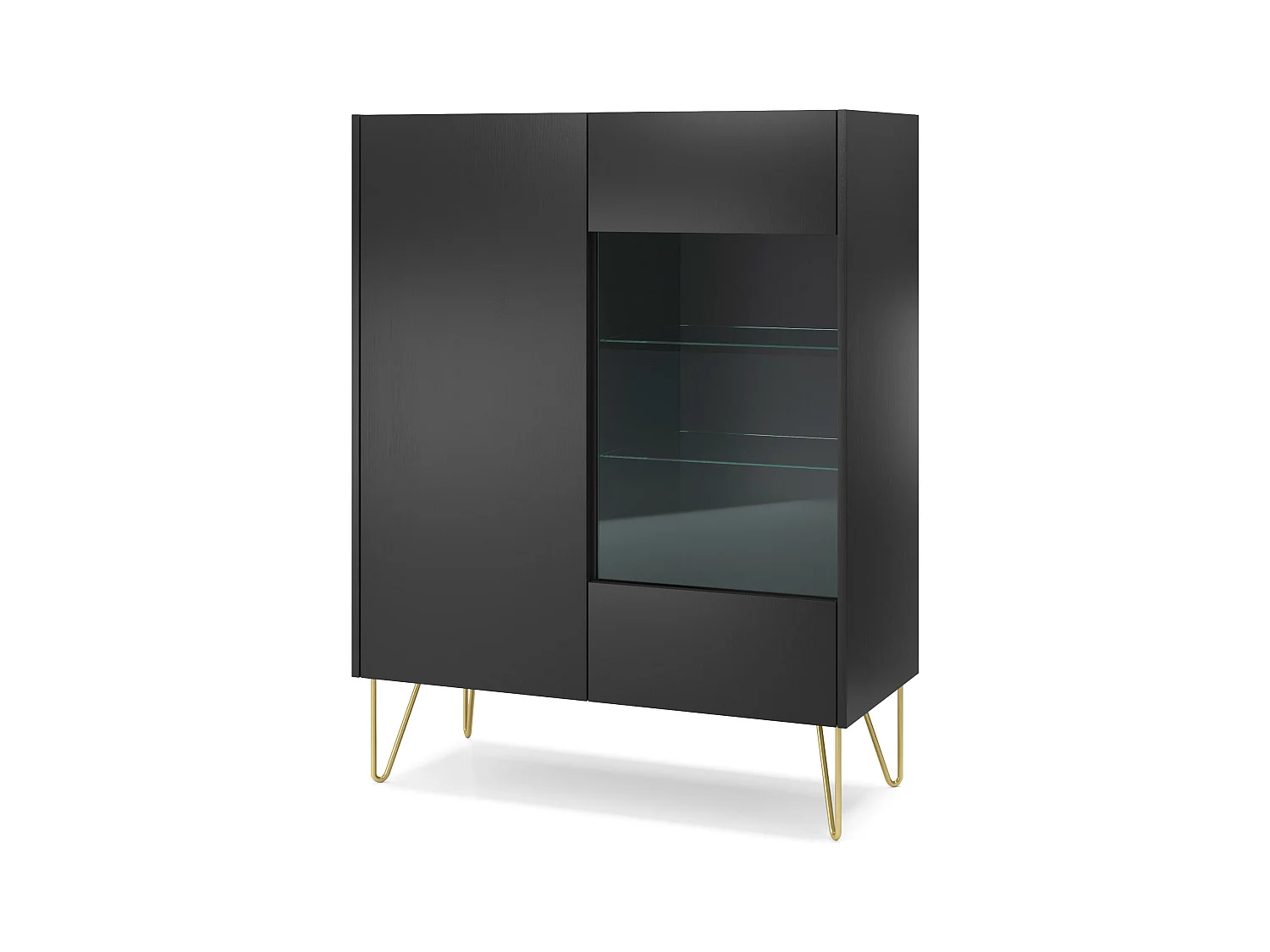 Vitrinekast HARMONY SC97 2D 97x37x122 Zwart