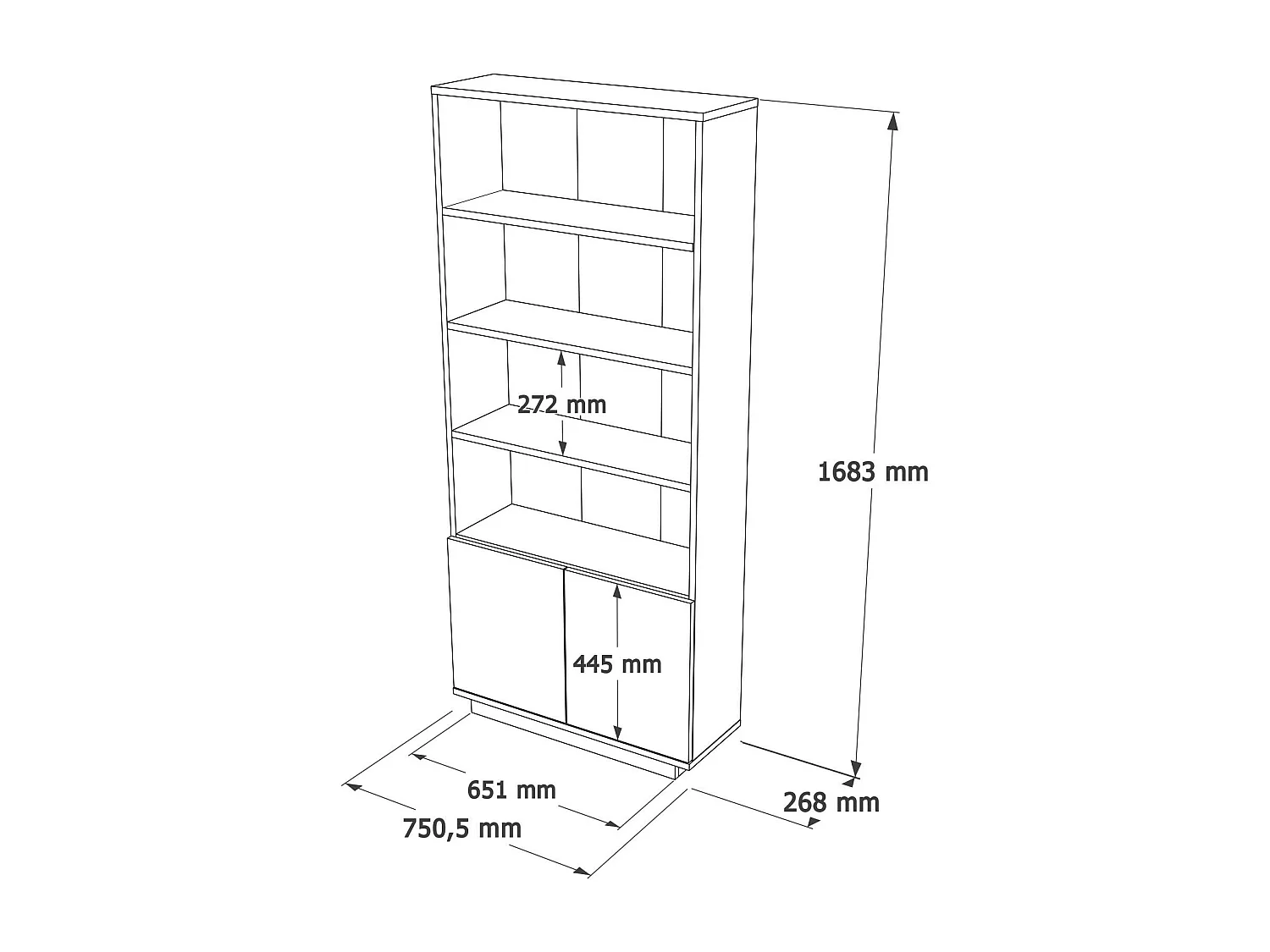 Vitrine FUTURE SC27 2D 27x75x168 Blanc
