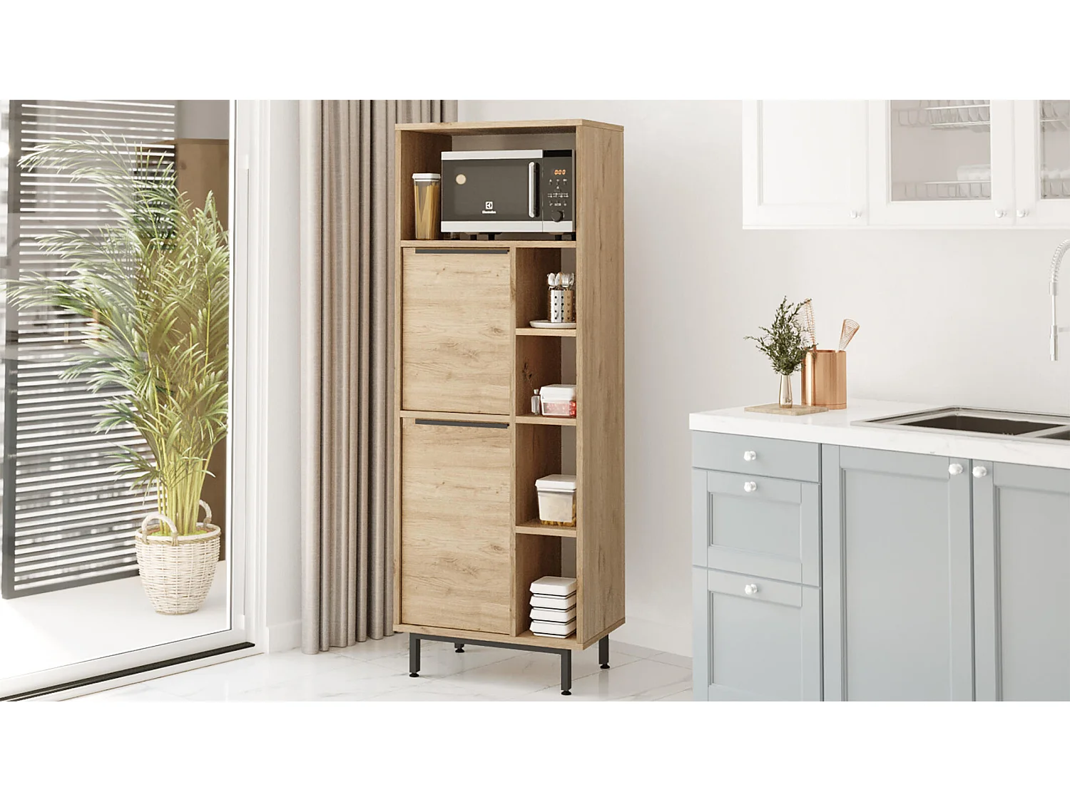 Vitrinekast OCEAN SC60 2D 60x36x162 Natuurlijk