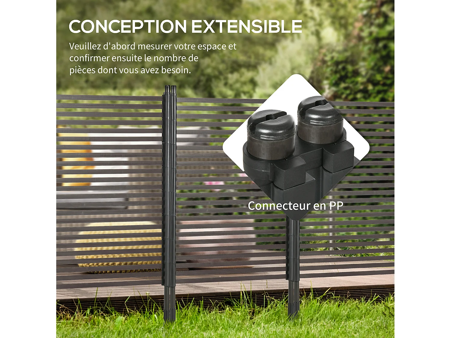 Clôture de jardin panneau en métal revêtement PE - dim. 93L x 22l x 150H cm - marron foncé