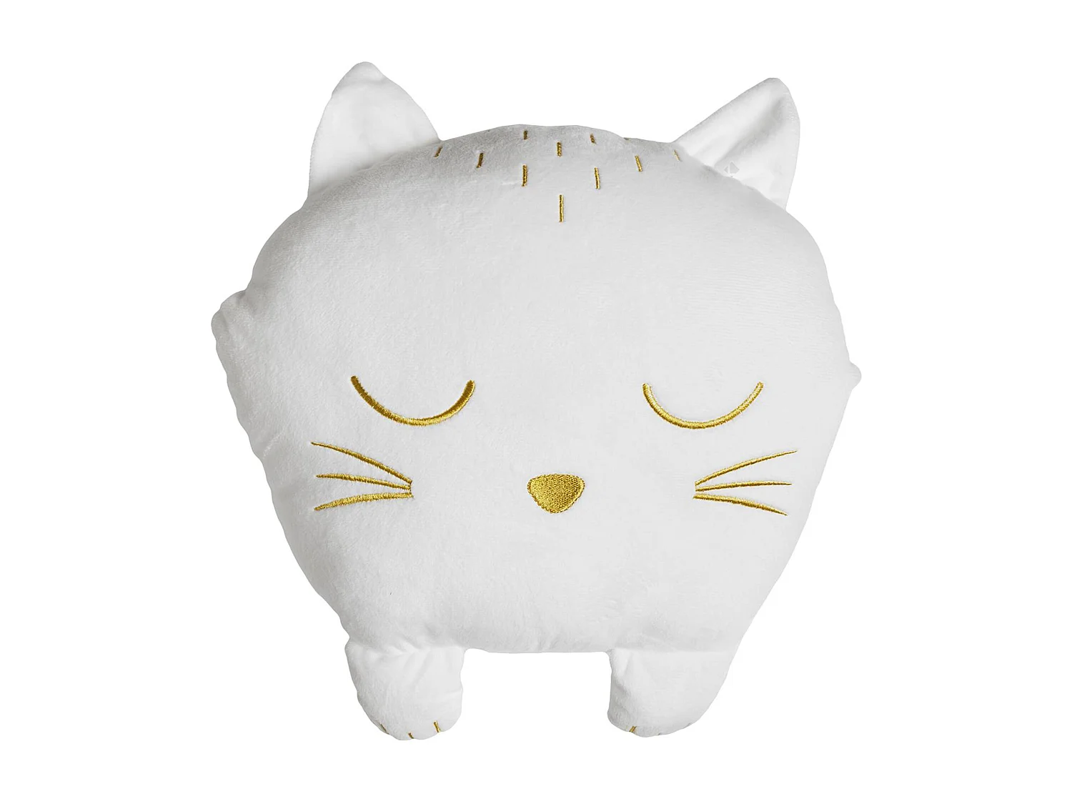 Coussin plaid en polyester 33x15x38 cm collection MIAOU forme chat blanc