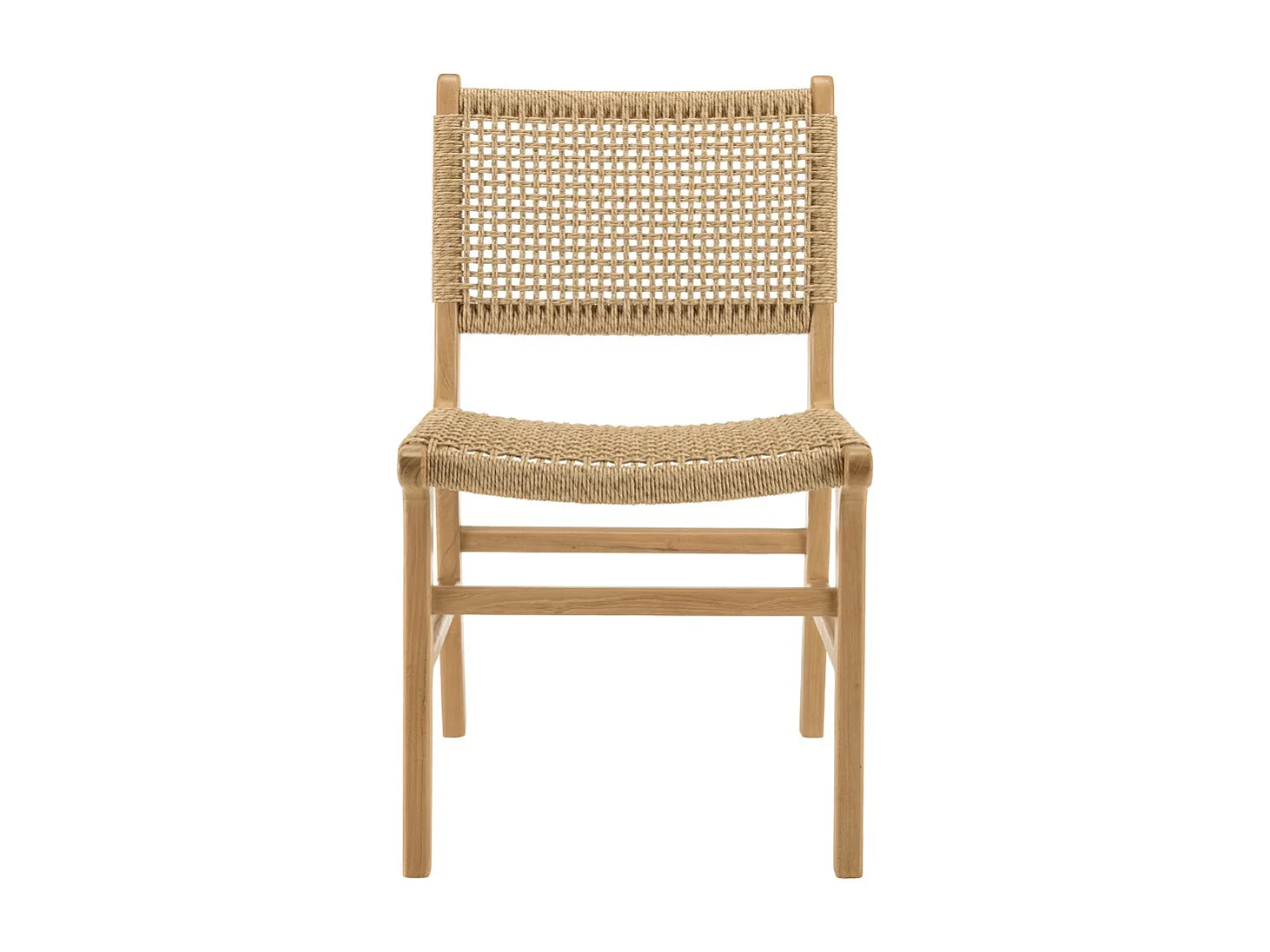 VALERIA - Lot de 2 chaises jardin en bois de teck naturel rotin beige