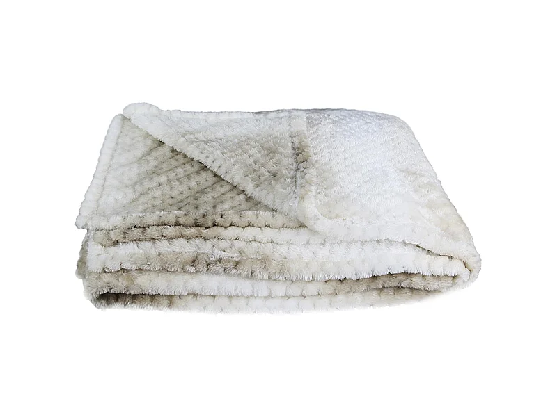 Plaid XXL en polyester 150x200 cm OURAL nid d'abeille dégradé de beige