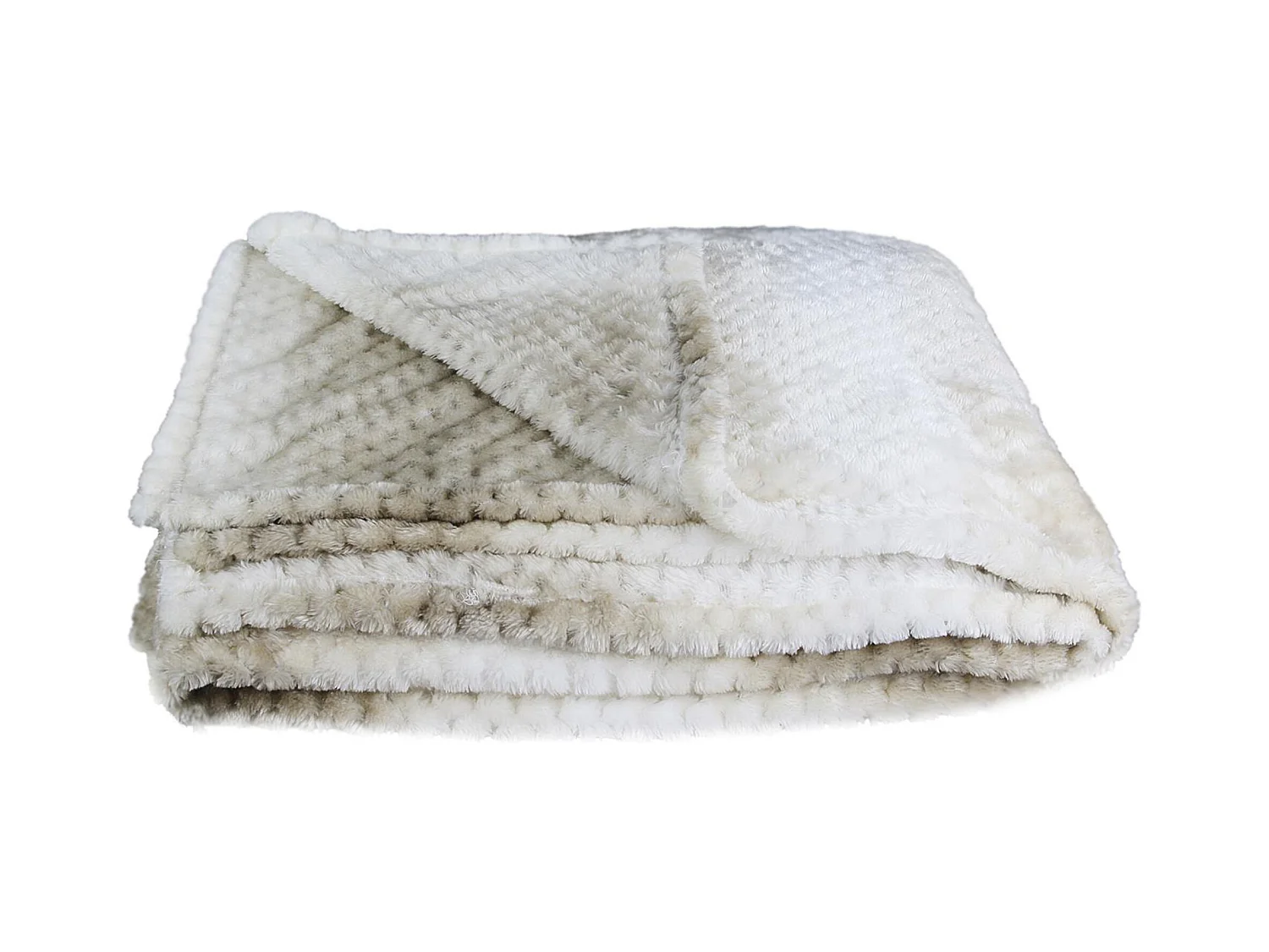 Plaid XXL en polyester 150x200 cm OURAL nid d'abeille dégradé de beige