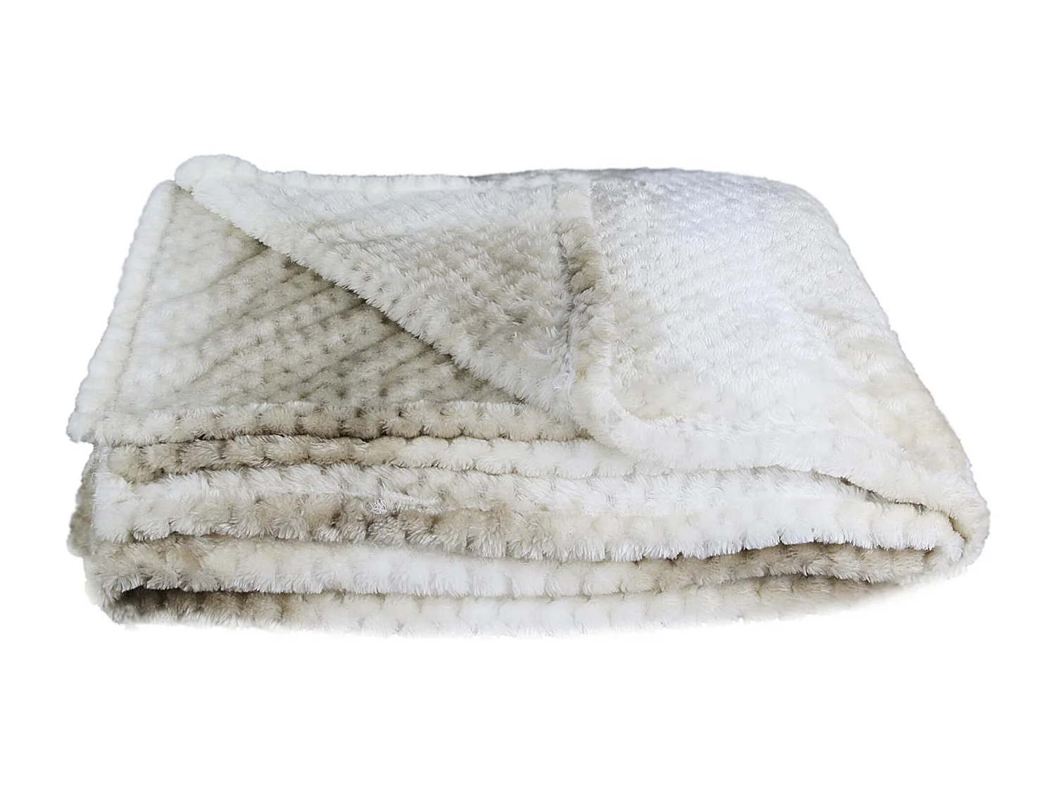 Plaid XXL en polyester 150x200 cm OURAL nid d'abeille dégradé de beige