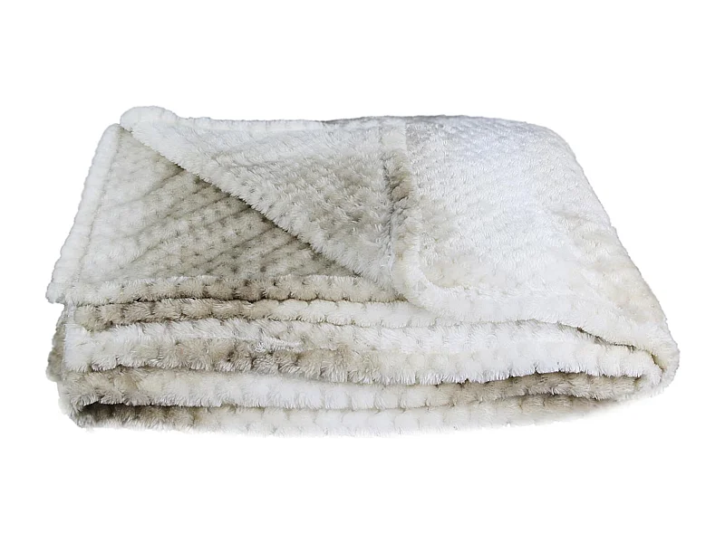 Plaid XXL en polyester 150x200 cm OURAL nid d'abeille dégradé de beige