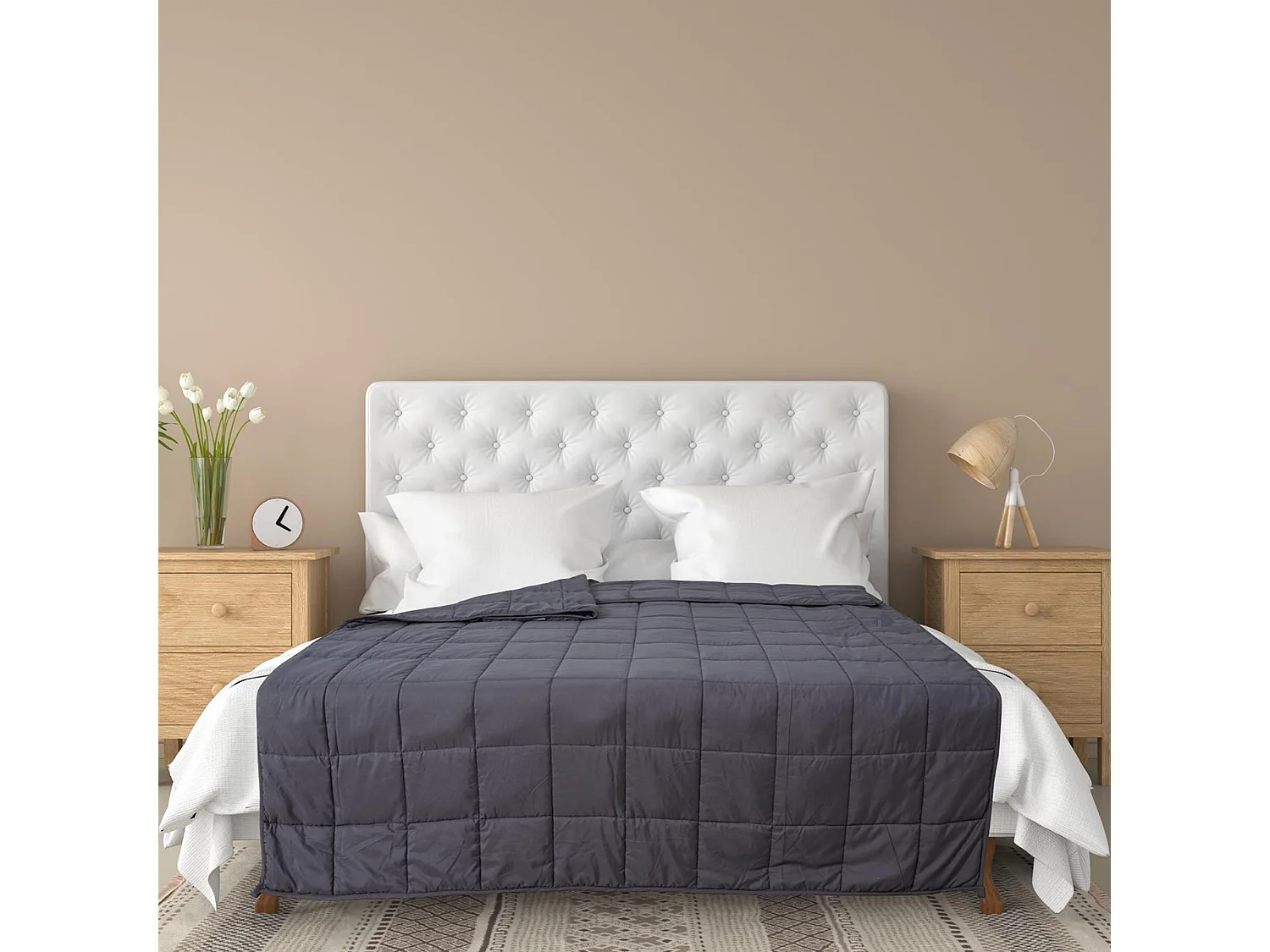 Couverture pondérée en polyester 7kg 150x200 cm LAVISH grise