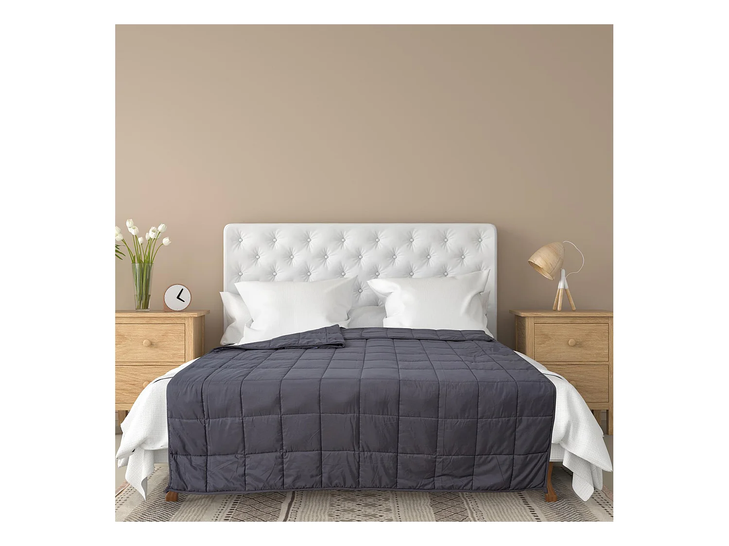 Couverture pondérée en polyester 7kg 150x200 cm LAVISH grise